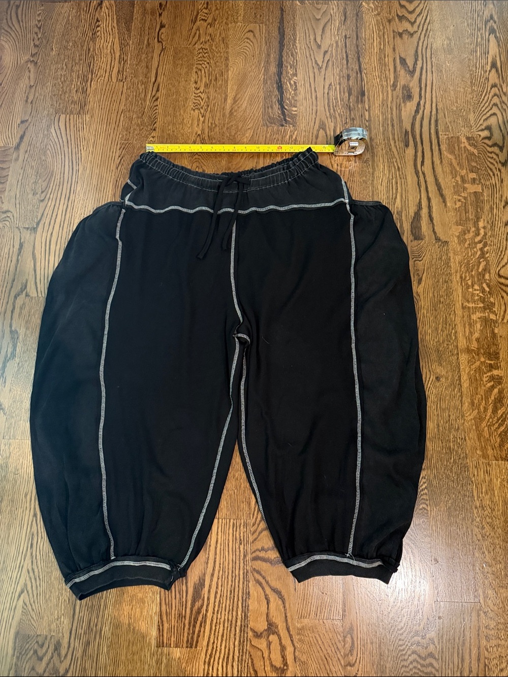 Pol black waffle knit harem sweatpants medium